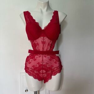 NWT Fredrick’s of Hollywood Poppy Olivia sexy red bodysuit teddy